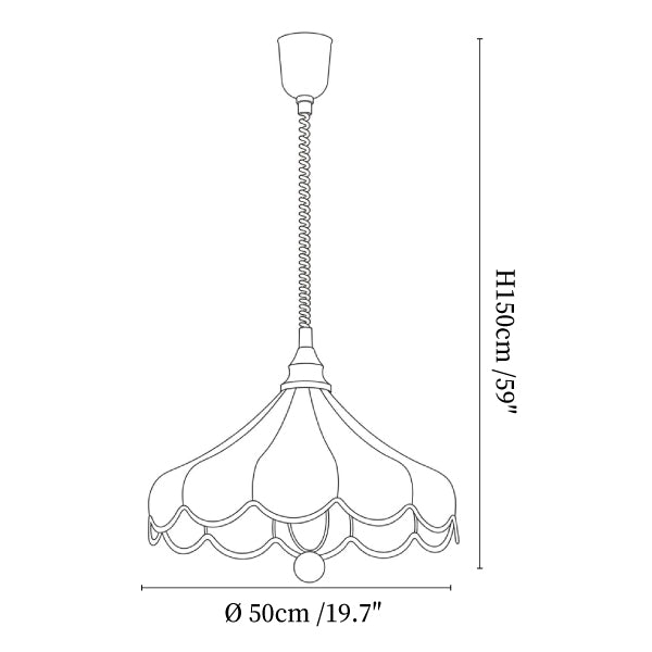 Printed Fabric Petal Pendant Lamp
