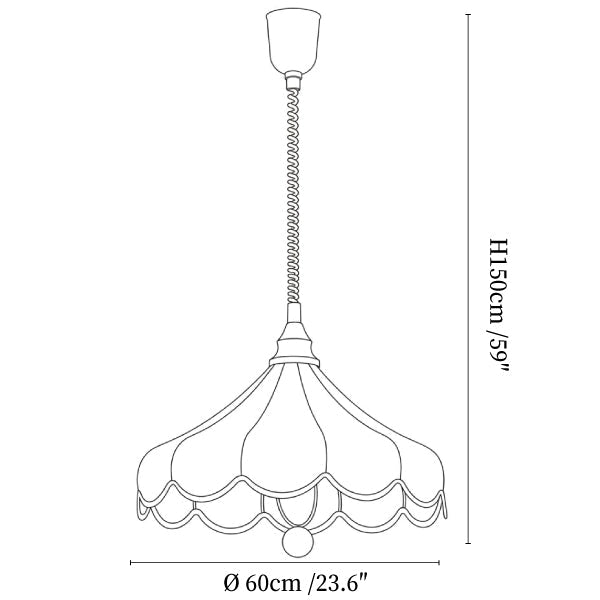 Printed Fabric Petal Pendant Lamp