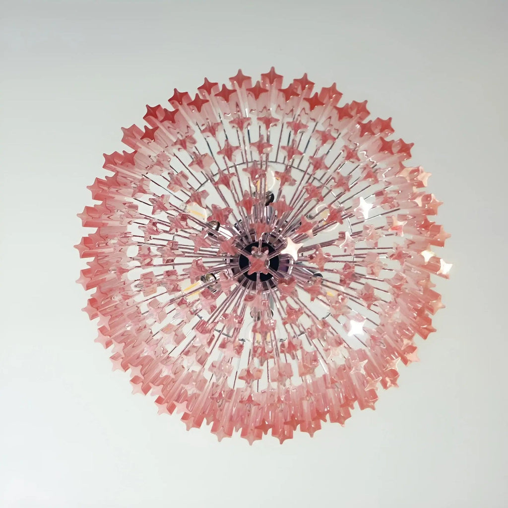 Prism Murano Pink Glass Chandelier
