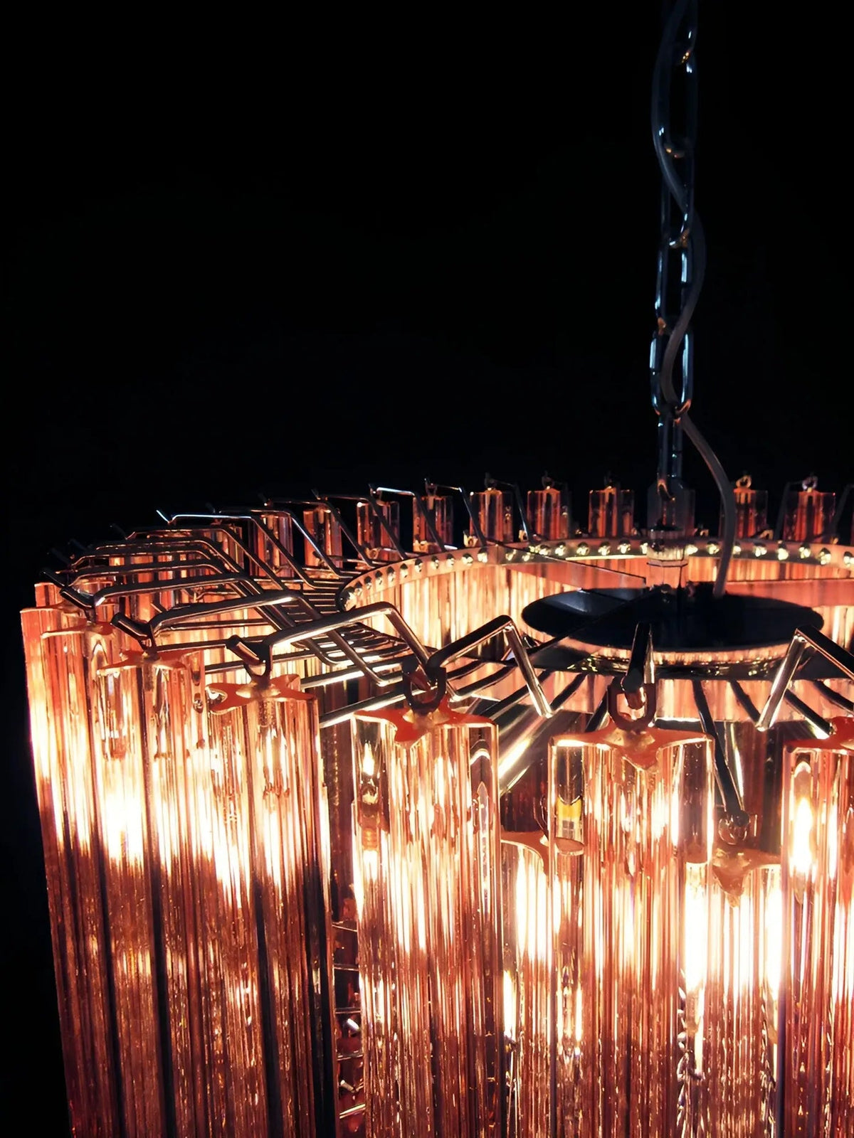 Prism Murano Pink Glass Chandelier