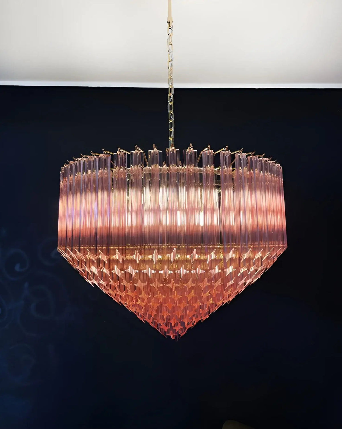 Prism Murano Pink Glass Chandelier