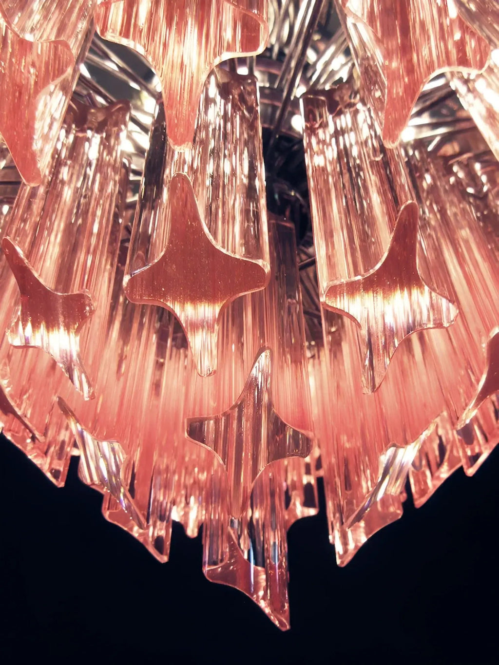 Prism Murano Pink Glass Chandelier