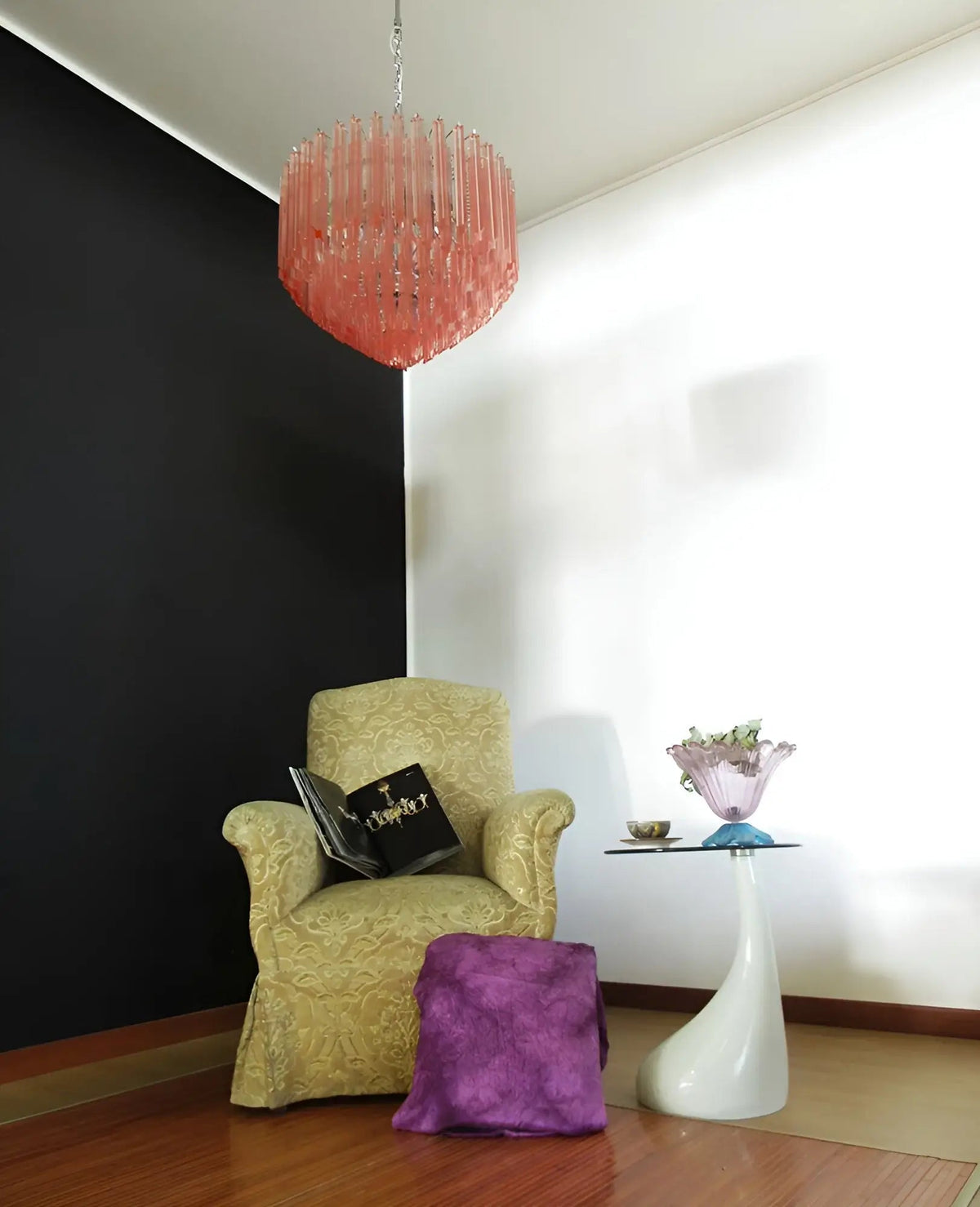 Prism Murano Pink Glass Chandelier