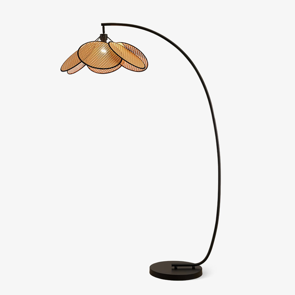 Rattan Bloom Arc Floor Lamp