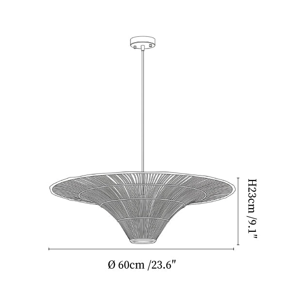 Rattan Coolie Hat Pendant Lamp