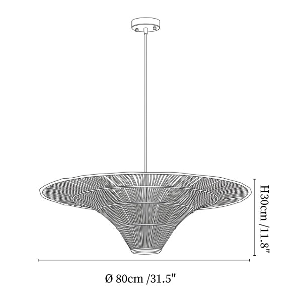 Rattan Coolie Hat Pendant Lamp