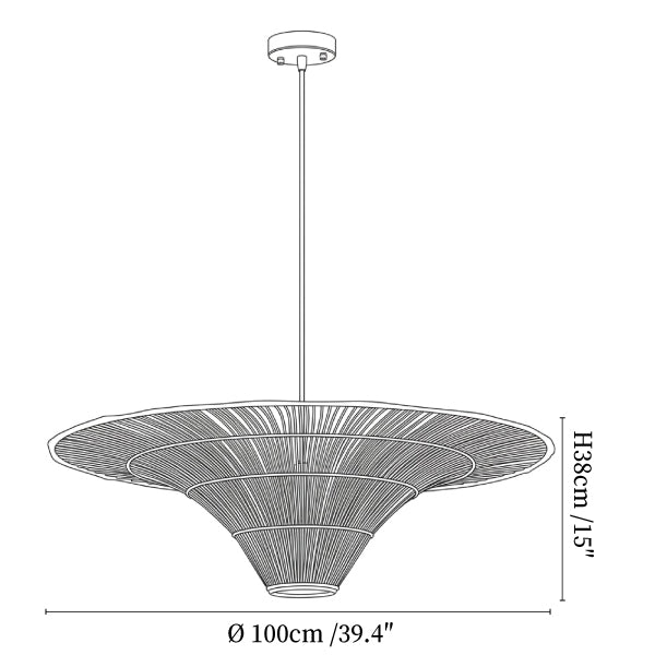 Rattan Coolie Hat Pendant Lamp