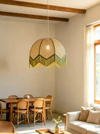 Rattan Fringe Dome Pendant Light