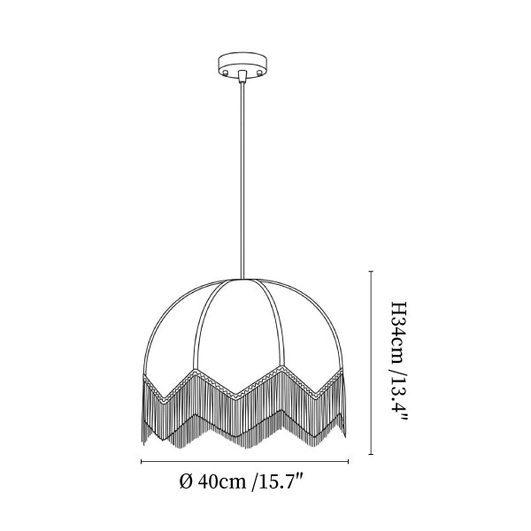Rattan Fringe Dome Pendant Light