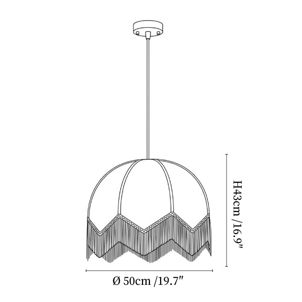 Rattan Fringe Dome Pendant Light
