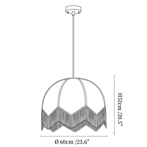 Rattan Fringe Dome Pendant Light
