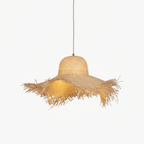 Rattan Straw Hat Pendant Light