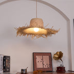 Rattan Straw Hat Pendant Light