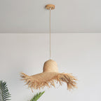 Rattan Straw Hat Pendant Light