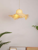Rattan Straw Hat Pendant Light