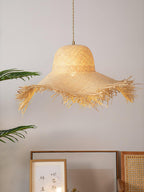 Rattan Straw Hat Pendant Light