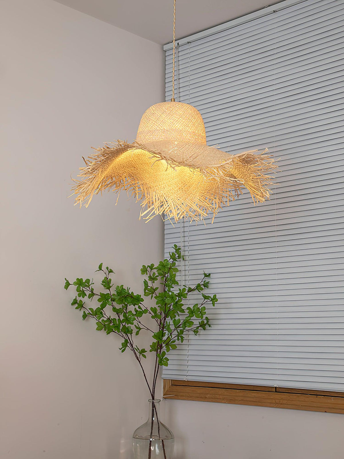 Rattan Straw Hat Pendant Light