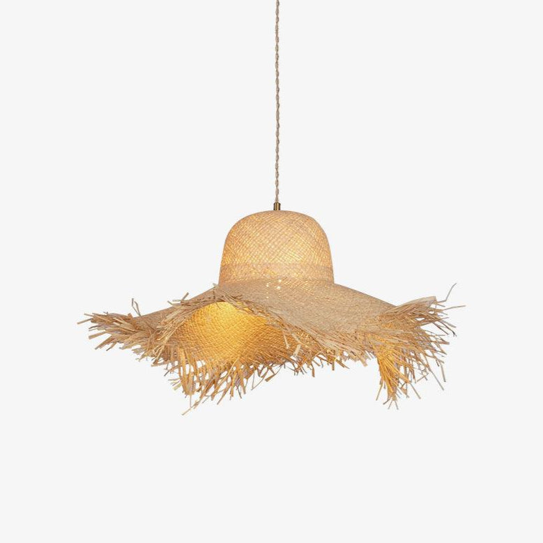 Rattan Straw Hat Pendant Light