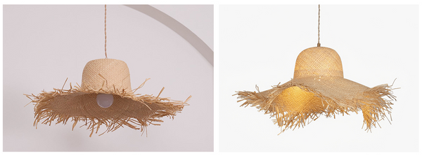 Rattan Straw Hat Pendant Light