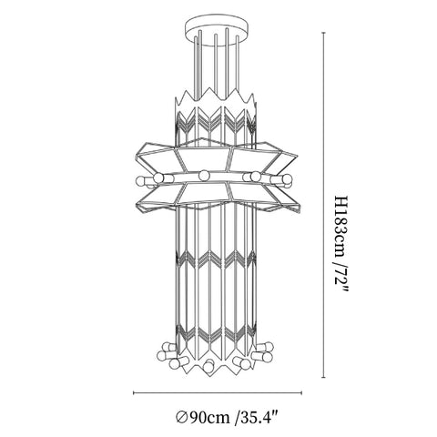 Rayonne Art Deco Pendant Chandelier