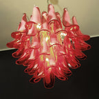 Red Glass Murano Petals Chandelier