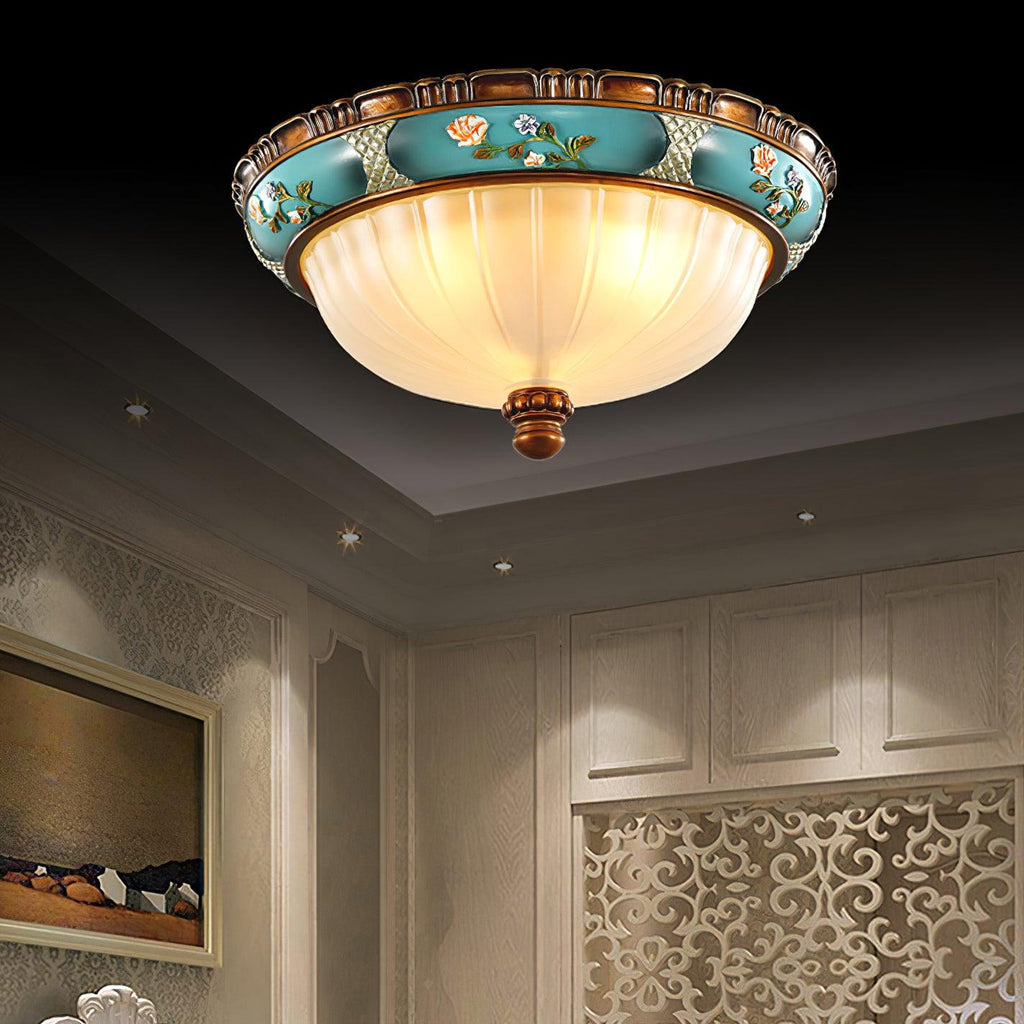 Retro Floral Resin Recessed Ceiling Light