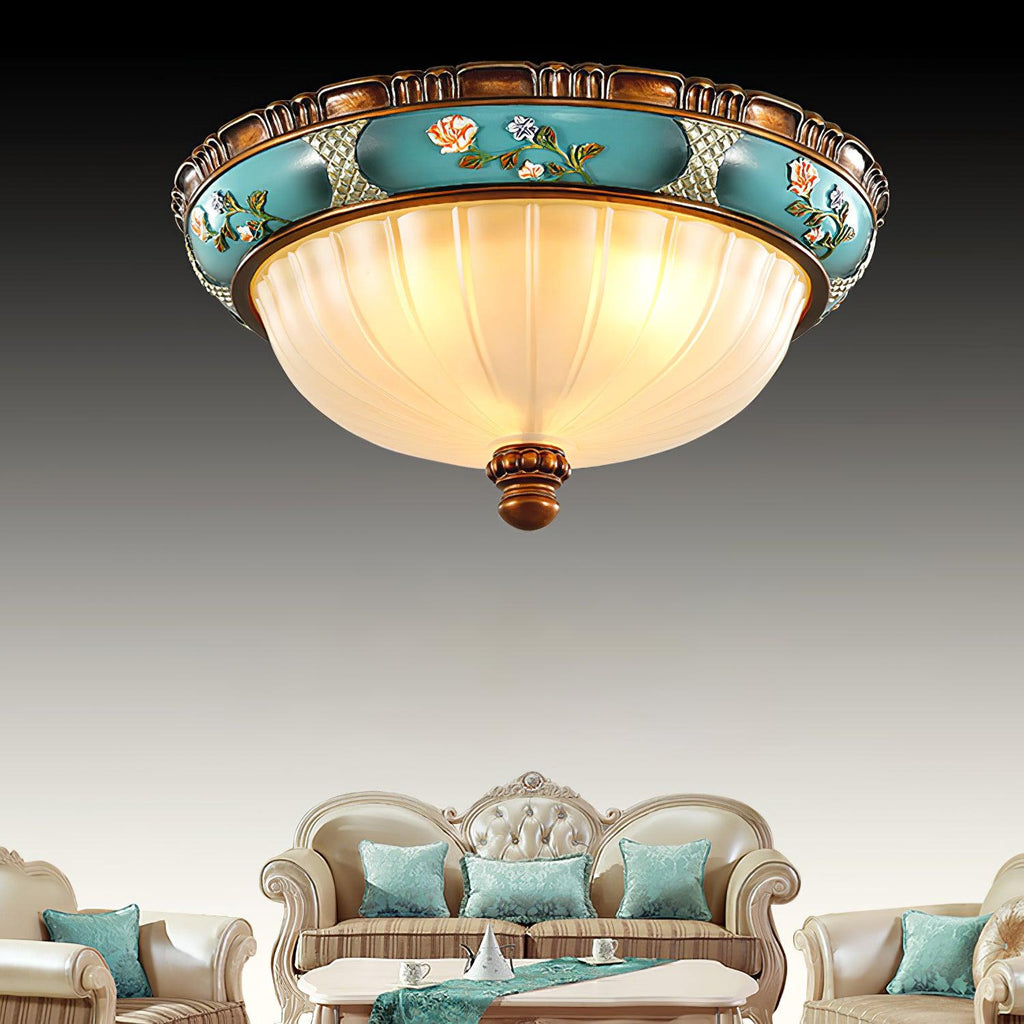Retro Floral Resin Recessed Ceiling Light