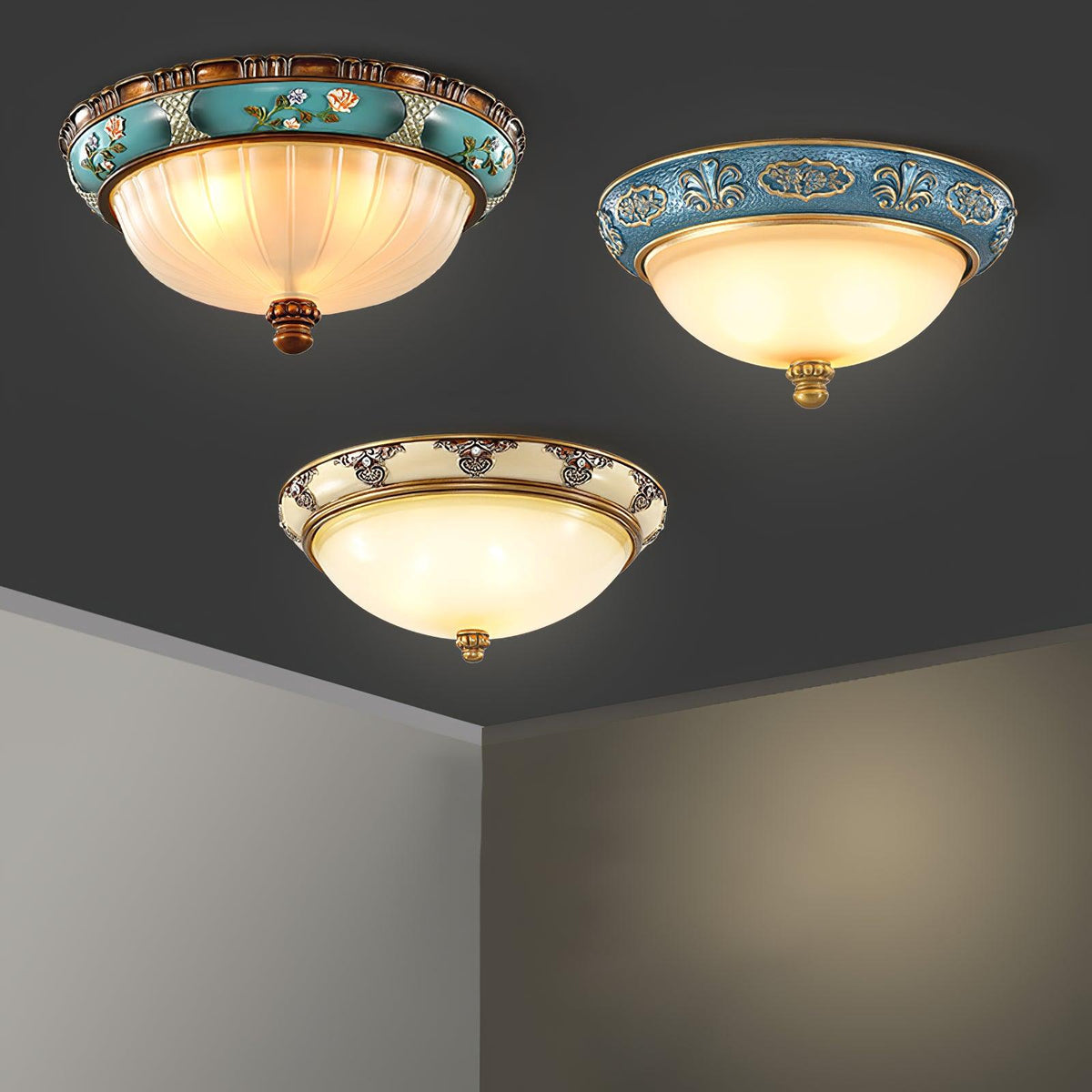 Retro Floral Resin Recessed Ceiling Light
