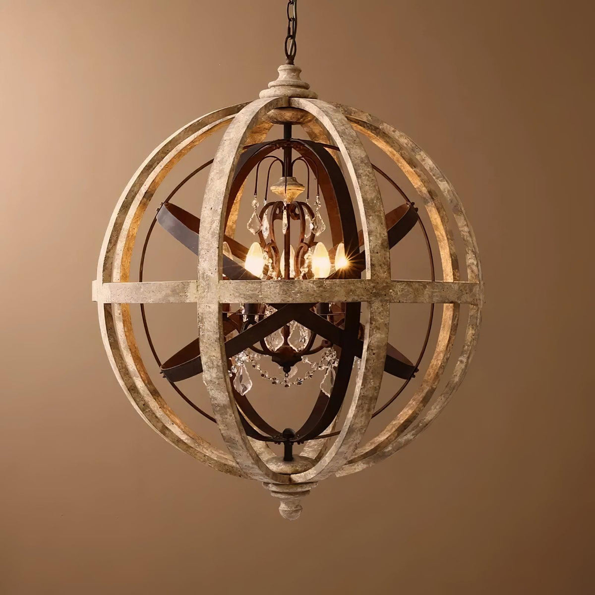 Retro Globe Weathered Chandelier