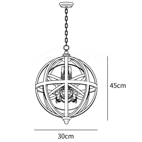 Retro Globe Weathered Chandelier