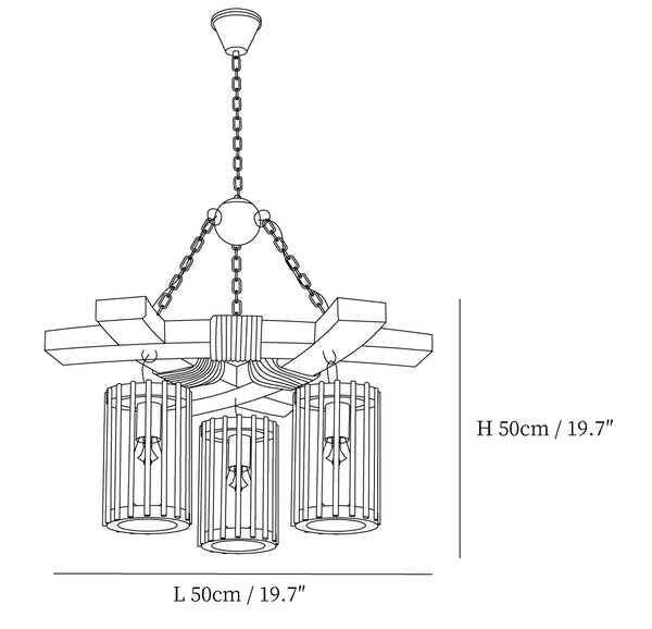 Retro Solid Wood Chandelier
