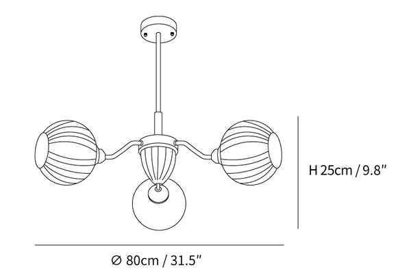 Ribbed Glass Ball Chandelier
