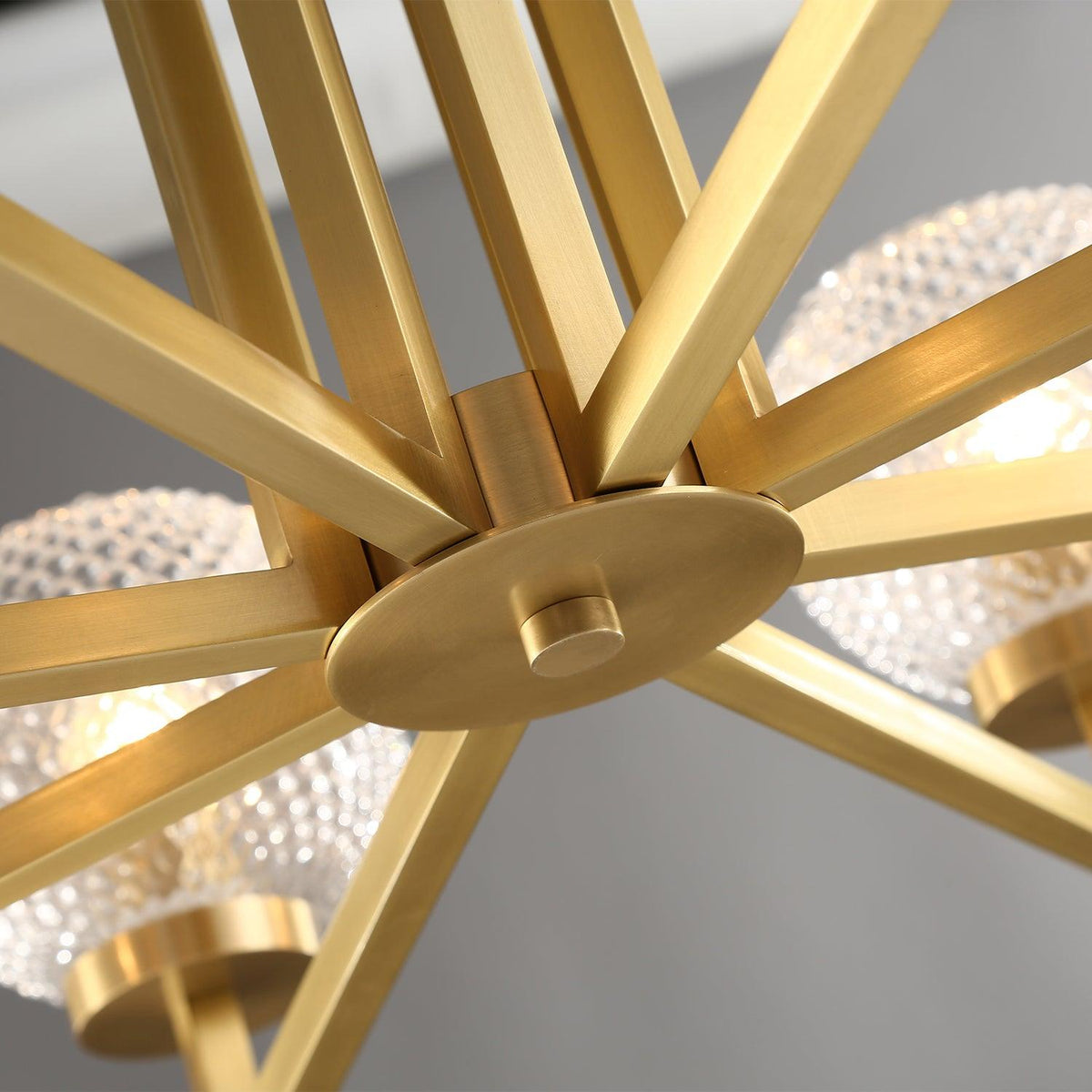 Ribbed Glass Brass Chandelier