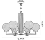Ribbed Glass Brass Chandelier