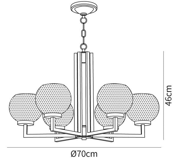 Ribbed Glass Brass Chandelier
