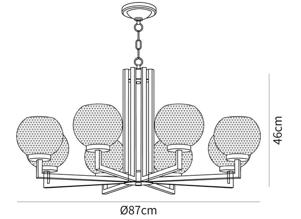 Ribbed Glass Brass Chandelier