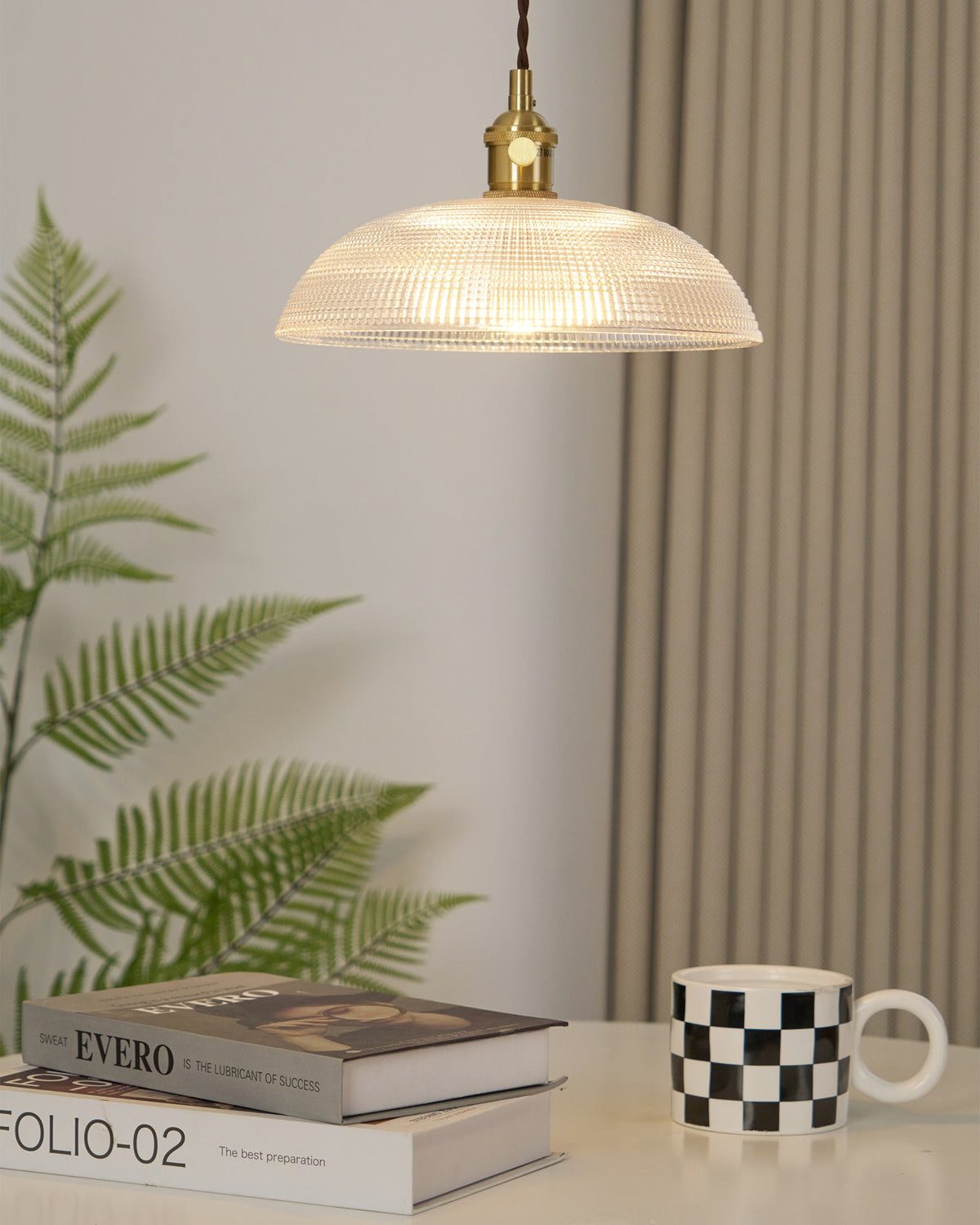 Ribbed Spiral Pendant Swag Light