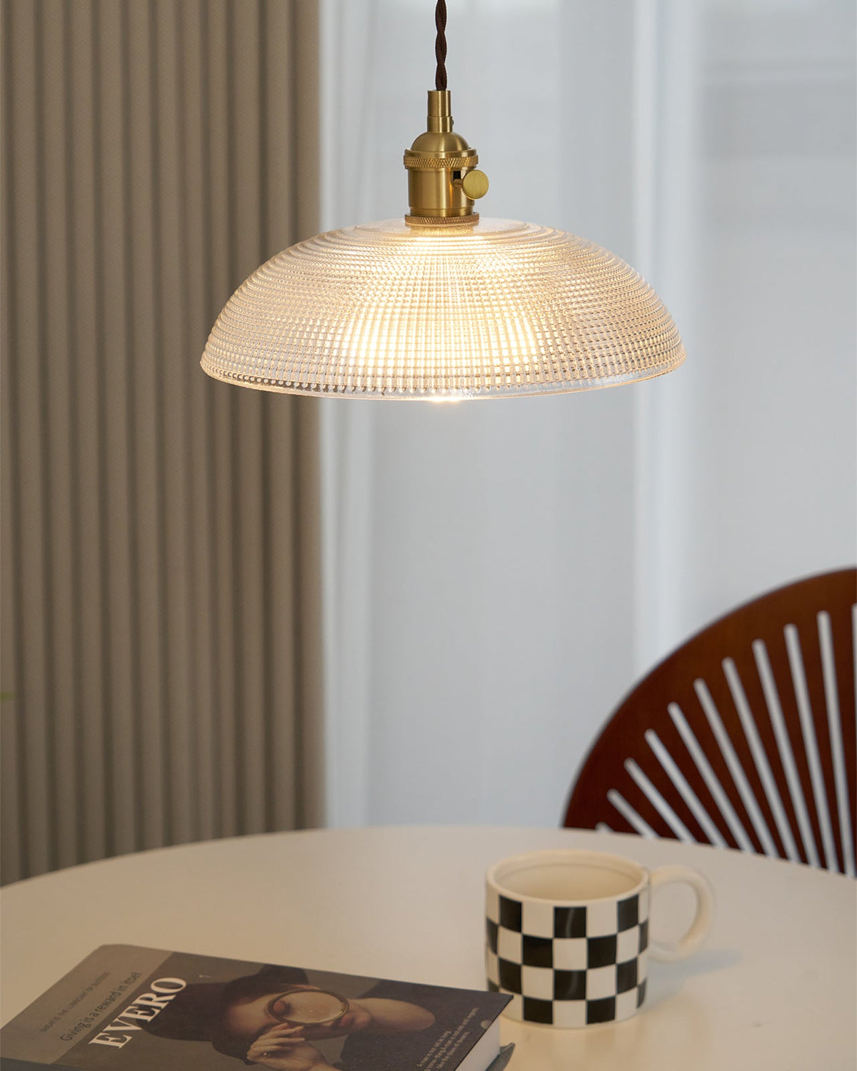 Ribbed Spiral Pendant Swag Light