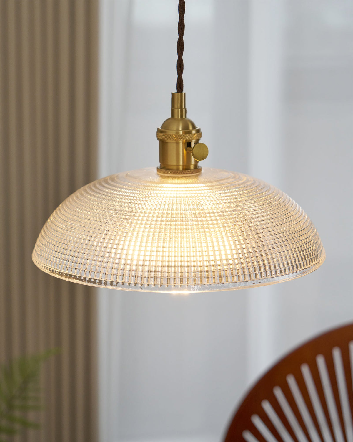 Ribbed Spiral Pendant Swag Light