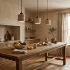 Ribbed Travertine Pendant Light