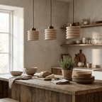 Ribbed Travertine Pendant Light