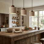 Ribbed Travertine Pendant Light