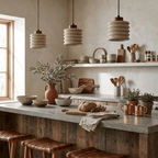 Ribbed Travertine Pendant Light