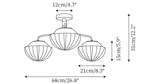 Ribbed Walnut Ceiling Lamp