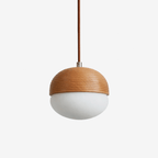 Ribbed Wood Globe Pendant Light