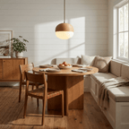 Ribbed Wood Globe Pendant Light