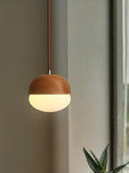 Ribbed Wood Globe Pendant Light