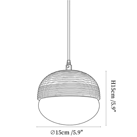 Ribbed Wood Globe Pendant Light