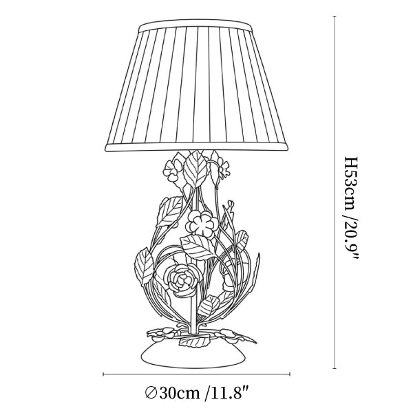 Rosaspina Wrought Iron Rose Table Lamp