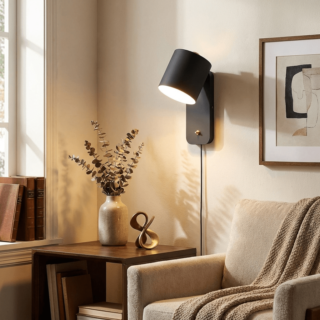 Rotatable Cylinder Plug - in Wall Lamp